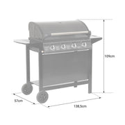 Barbecue au gaz Sorrento - 4 brûleurs avec thermomètre 14kW