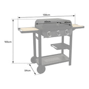 Barbecue gaz sur chariot Ibiza - 3 Brûleurs 8,4 kW