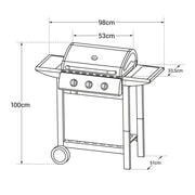 Barbecue au gaz Hawaï - 3 Brûleurs 8,4 kW Butane/Propane