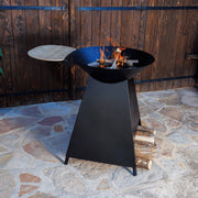 REVO Vulcan Cooking Fire Pit – Wood & Charcoal with Enamelled Cast Iron Plancha
